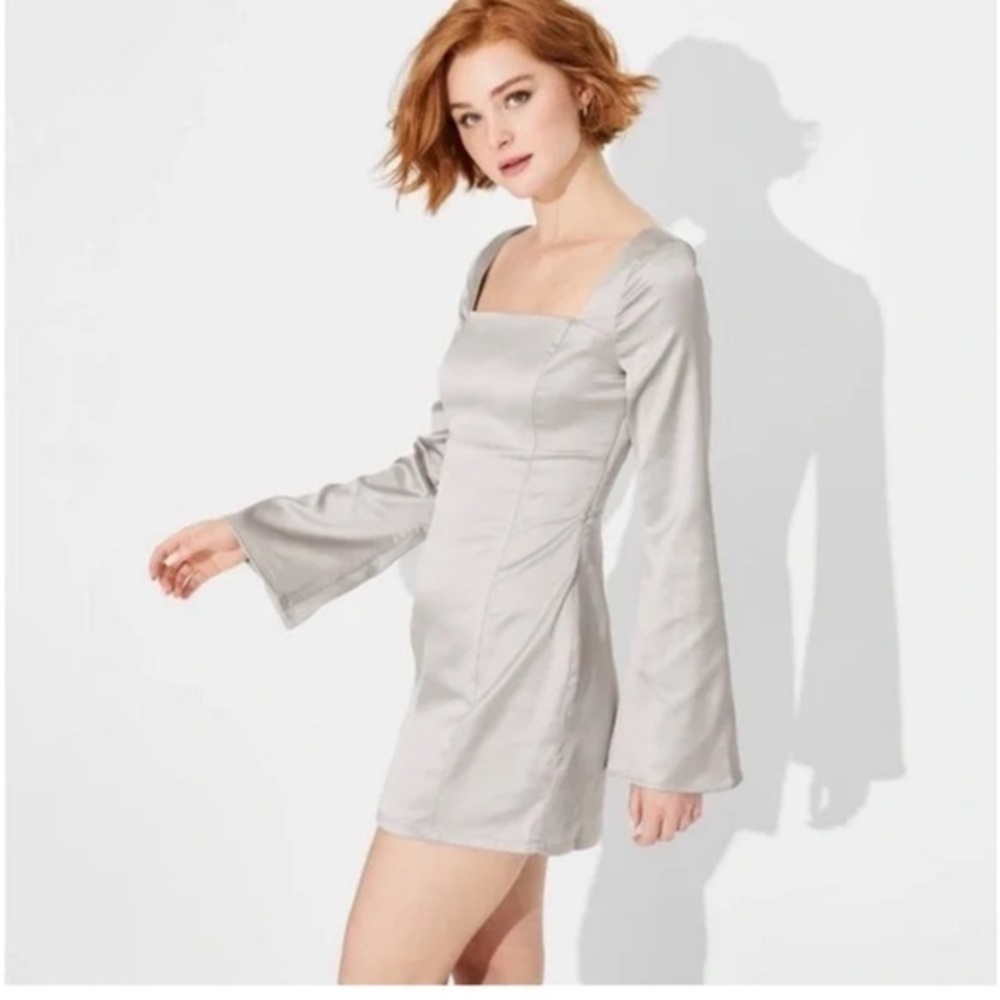 NWT Wild Fable Satin Dress in Silver